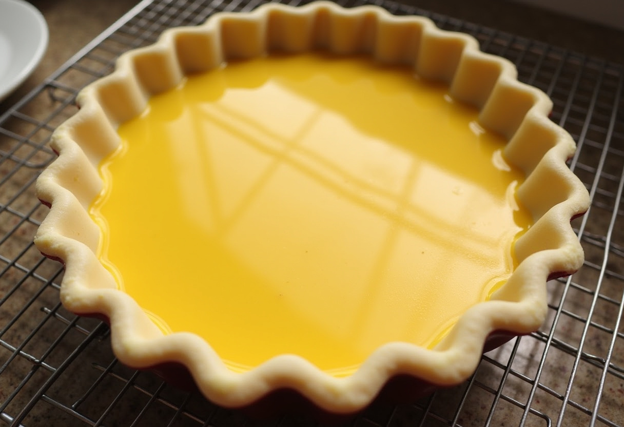 Croûte de tarte prête, remplie du mélange de fromage à la crème pour la Tarte Au Fromage.