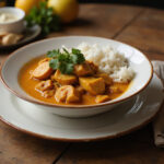 Delicious bowl of homemade chicken curry with rice, showcasing an original twist on a classic dish.