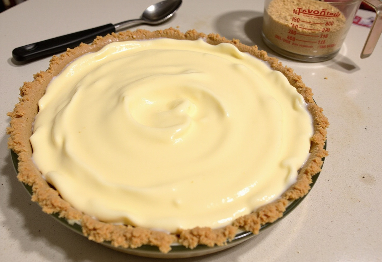 Plat Ă tarte prĂȘt pour le four avec la garniture au fromage Ă la crĂšme pour la Tarte Au Fromage.