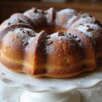 Finished Gâteau Banane Chocolat topped with chocolate shavings, looking delicious and inviting.