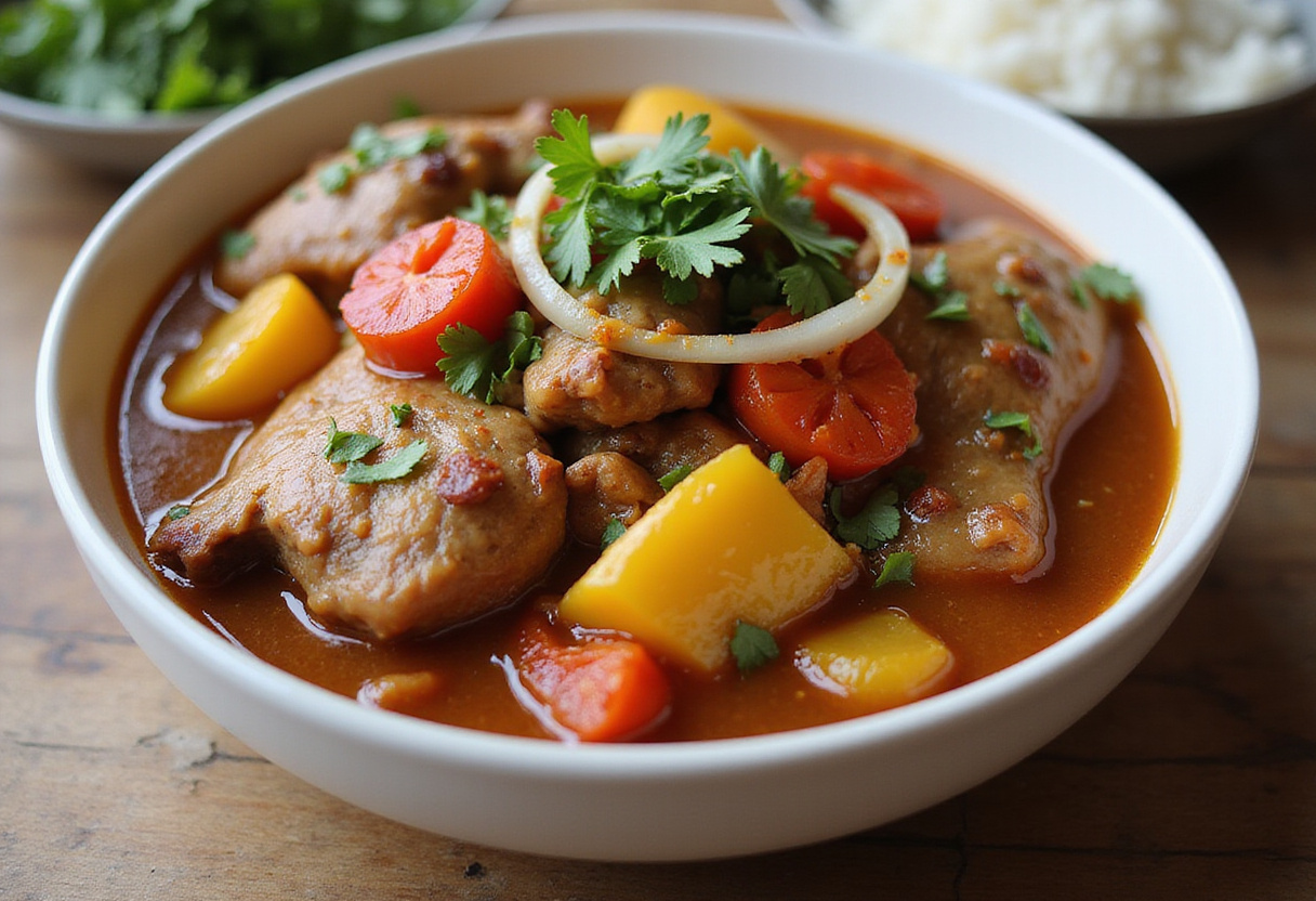 Poulet Basquaise terminé, avec des légumes et des herbes, parfait pour un repas d'inspiration française.