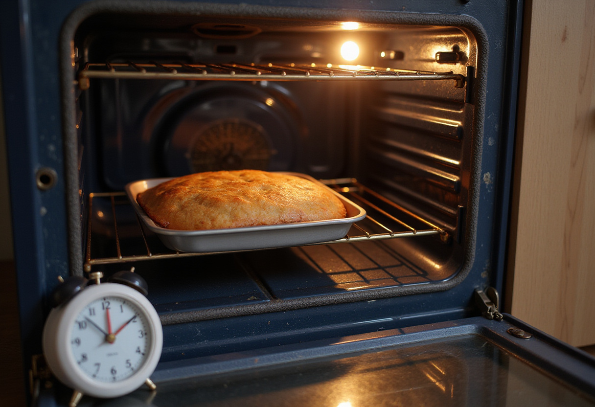 Moule à gâteau aux noix prêt à entrer au four pour une cuisson parfaite.