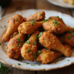 Poulet pané croustillant doré, prêt à être dégusté.