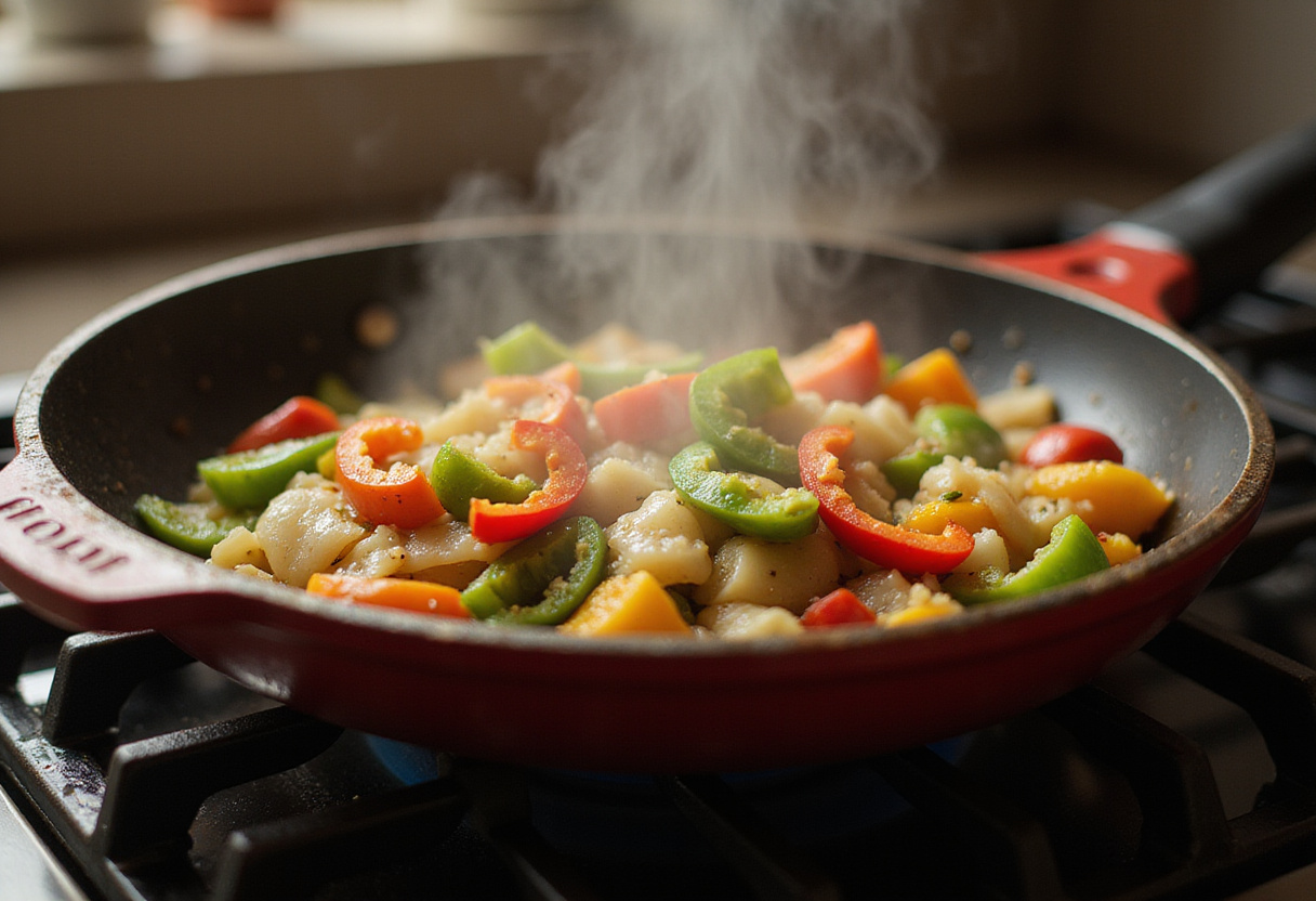 Ratatouille mijotant dans une casserole, un plat traditionnel français pour célébrer la Fête nationale.