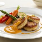 Aiguillettes de poulet servies avec une sauce crémeuse au chorizo, un plat savoureux et attrayant.