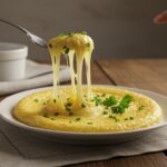 Finished Aligot maison, ready to serve, showcasing its creamy consistency and melted cheese.