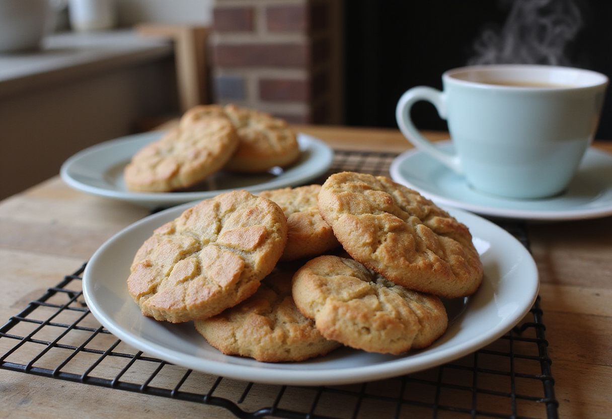 Biscuits aux flocons d'avoine fraîchement cuits, parfaits pour un goûter santé.