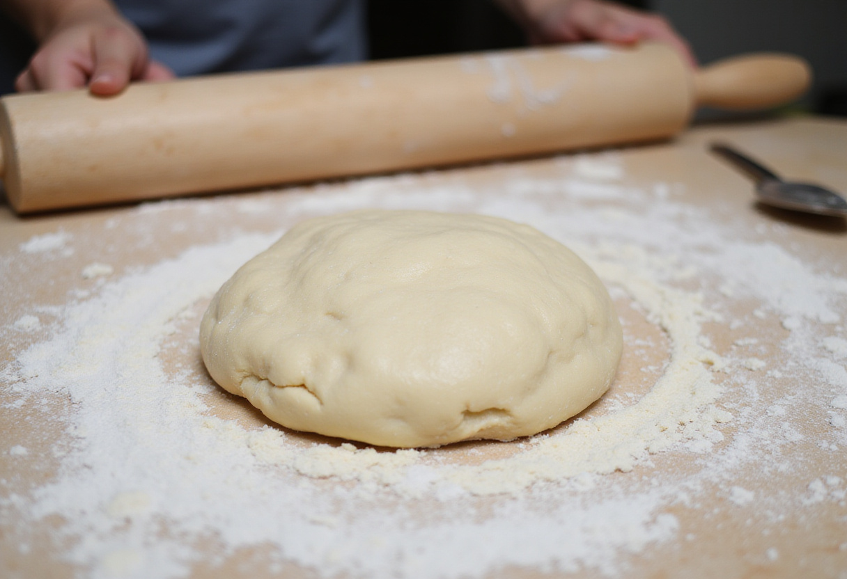 Pétrissage de la pâte pour une recette de brioche healthy, sans beurre, sucre et œufs.