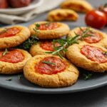 Cookies salés au chorizo et tomates, parfaits pour un apéritif élégant.