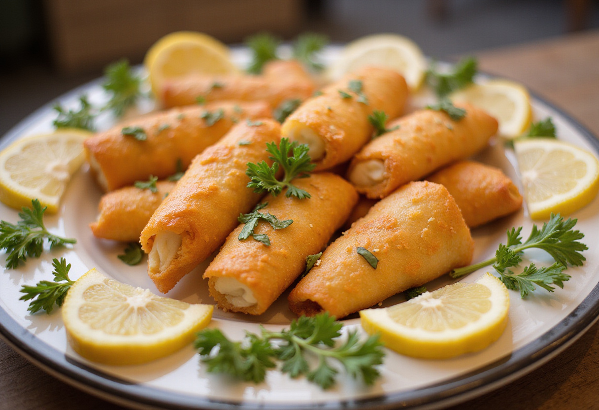 Cornets feuilletés saumon finis présentés comme des amuses bouches, parfaits pour toute réunion élégante.