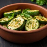 Delicious courgettes au four featuring melted feta, ideal for a simple and quick meal.