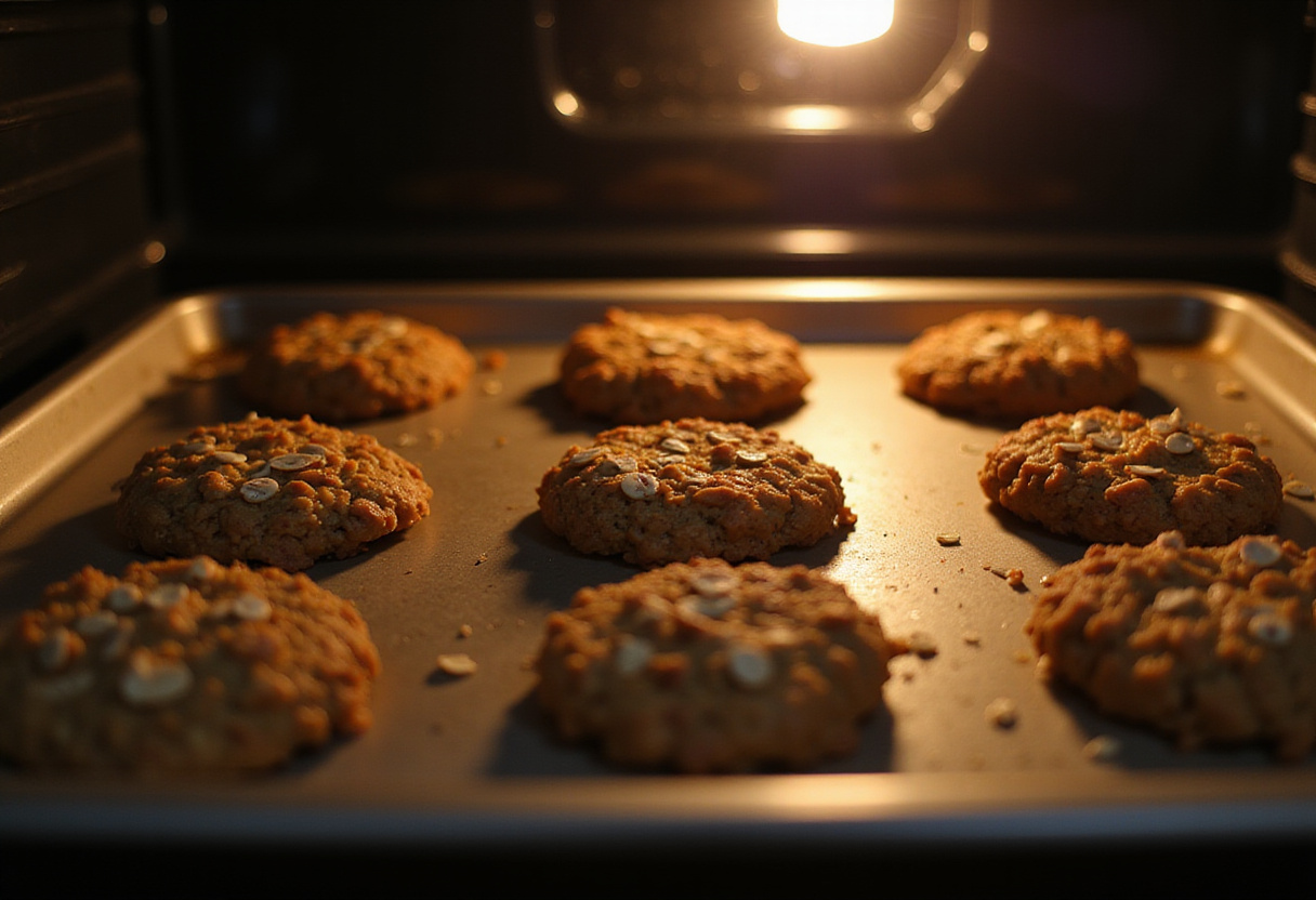 Galettes d'avoine prêtes à cuire dans le four, préparation de la recette healthy.