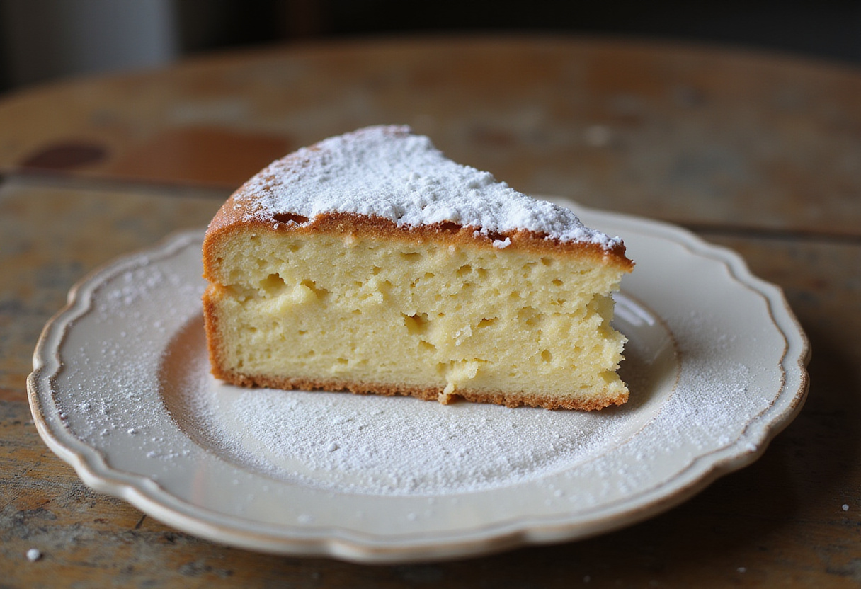 Elegant slice of gâteau magique with a delicate texture, perfect for a sweet treat.