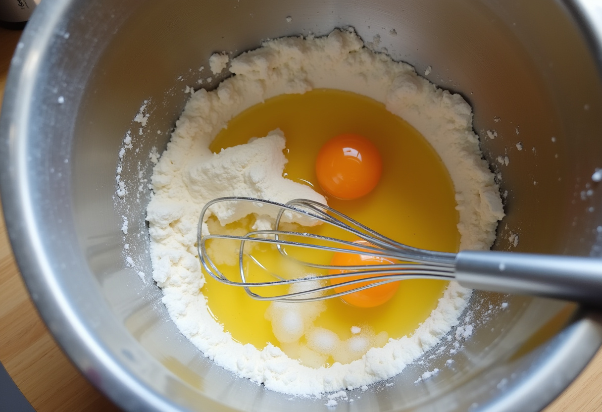 Ingredients for gâteau magique including flour, sugar, and eggs, for a simple and delicious dessert.