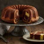 Finished gâteau marbré with a delicious marbled pattern, perfect for dessert lovers.
