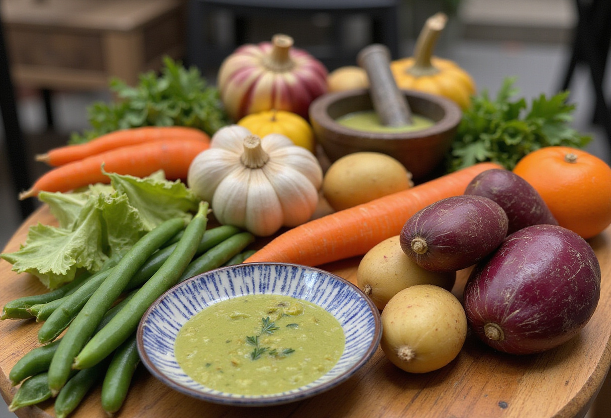 Fresh vegetables prepped for Grand aïoli provençal dish, showcasing the aïoli maison's ingredients.