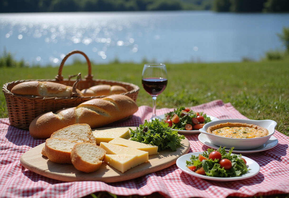 Idées de pique-nique à la française avec une sélection de plats délicieux pour un déjeuner en plein air.