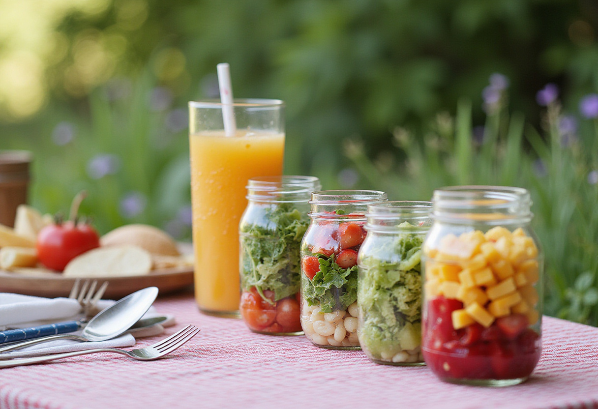 Salades en bocaux pour des recettes de pique-nique savoureuses et pratiques.