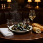 Moules-frites served beautifully for a delightful dining experience.