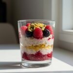 Finished porridge parfait with oatmeal and berries, a delightful start to the day.