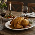 Finished poulet au miel, a savory honey garlic chicken dish perfect for home cooking.