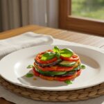 Traditional ratatouille served on a plate, highlighting its vibrant colors and summer freshness, perfect for a Provençal dining experience.