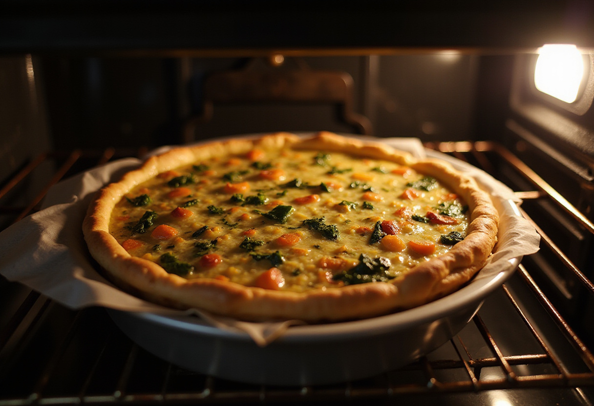 Quiche aux épinards ready to bake in the oven for an easy summer recipe.