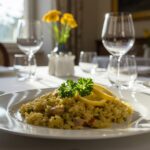 Served Riz Grec au Citron with fresh garnish, perfect for a delightful meal.