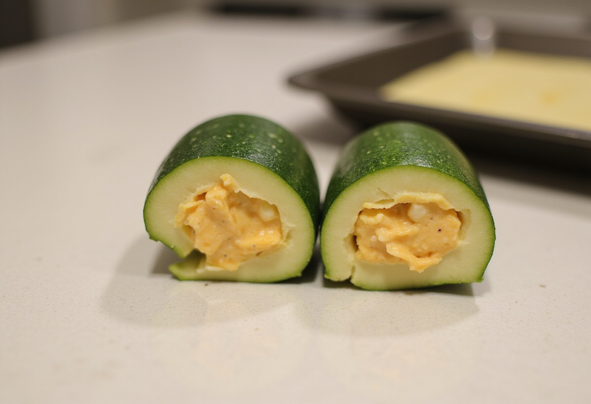 Rouleaux de courgette préparés avec un mélange de fromage, une recette délicieuse à réaliser.