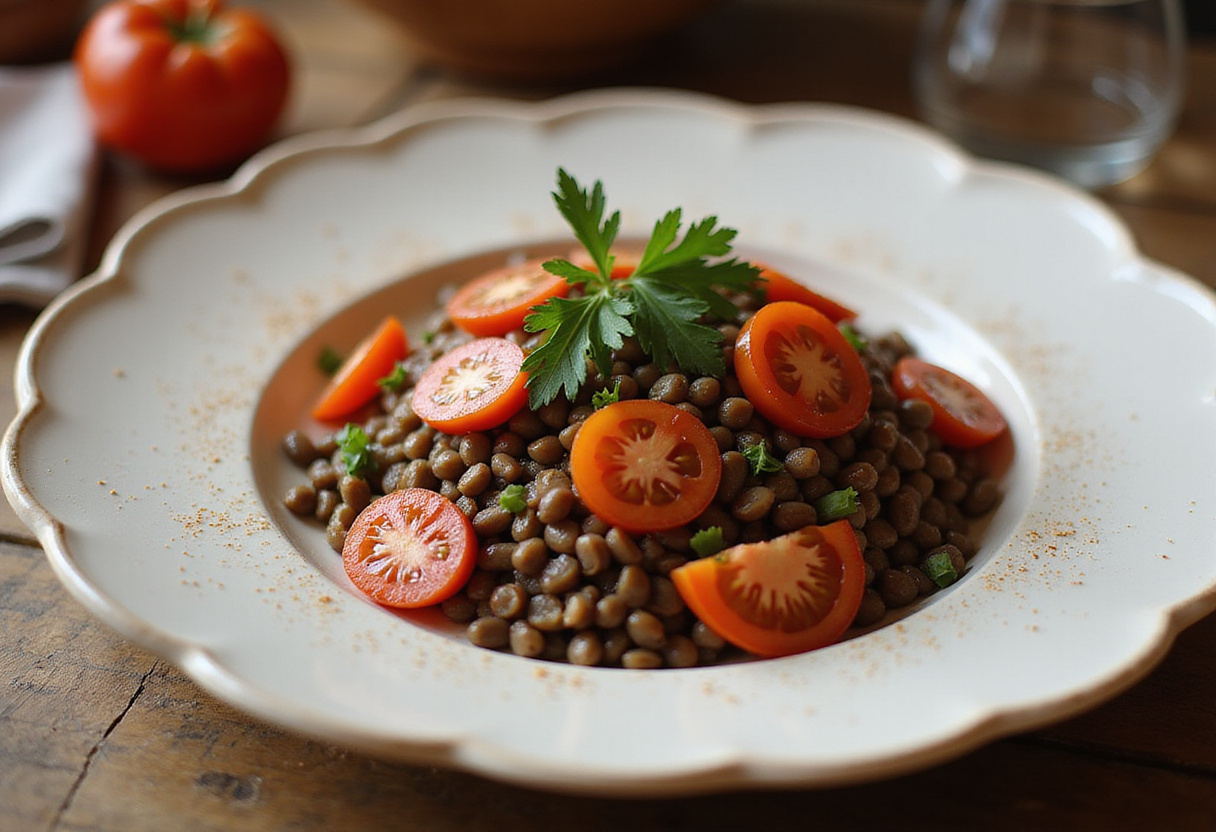 Salade de lentilles à la française finie, mettant en valeur sa fraîcheur et ses qualités nutritives.