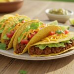 Finished tacos viande hachée with sauce fromagère, perfect for taco night.