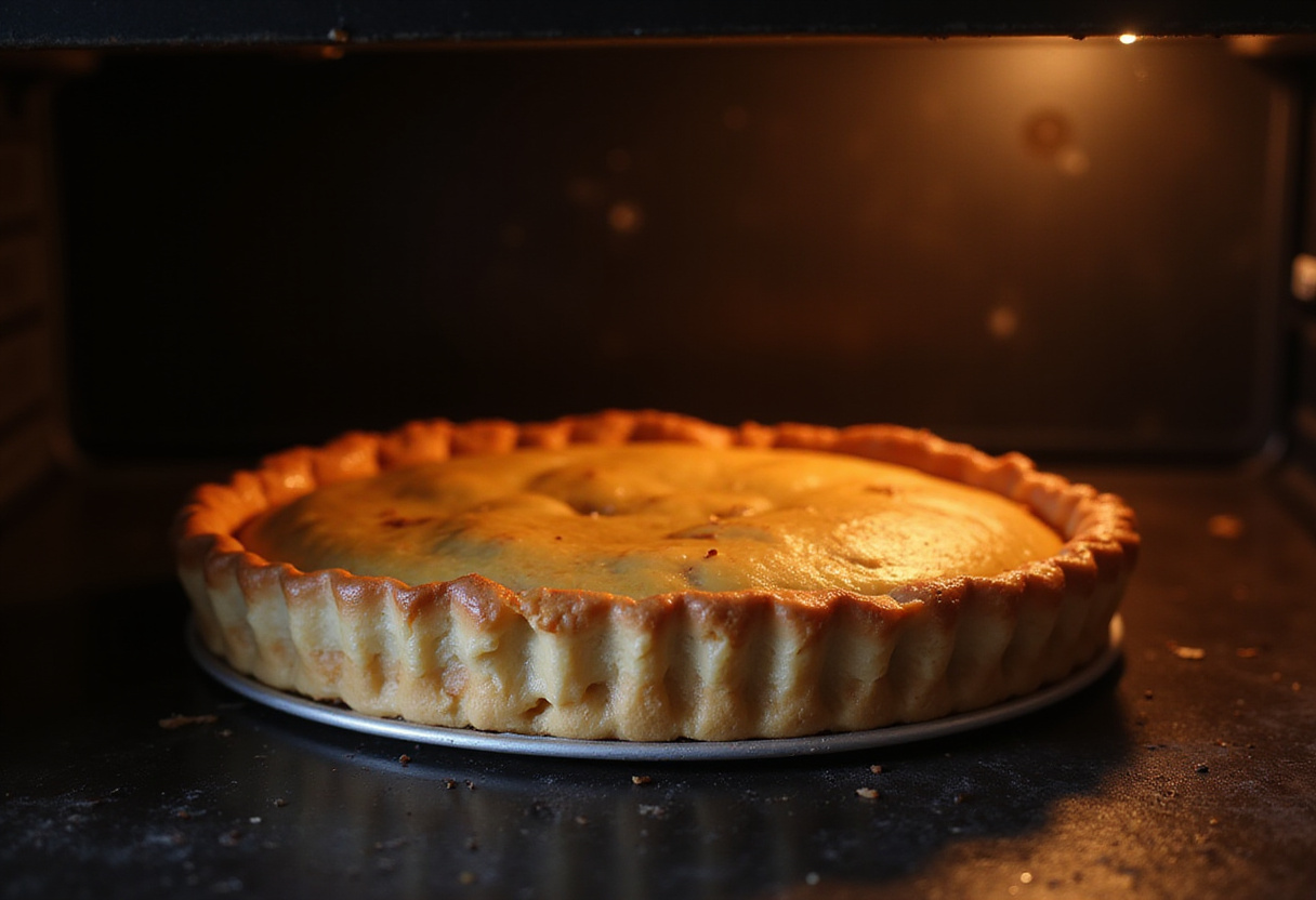 Cuire une tarte rustique aux abricots et aux amandes au four.