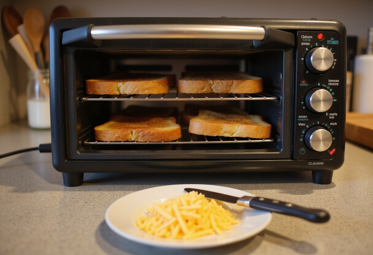 Pain toasté parfaitement préparé pour une recette toast à la truffe avec du fromage râpé.