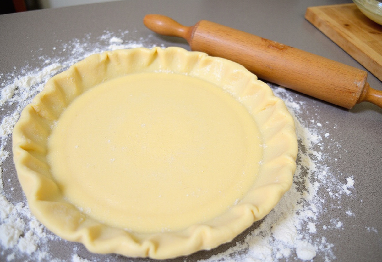 Rolled out pastry dough for the tourte grecque aux épinards et à la feta.