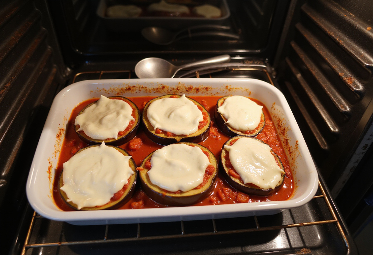 Aubergines au four préparées pour être cuites au four pour un repas délicieux.