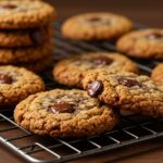 Biscuits à l'avoine avec pépites de chocolat sans lactose, prêts à déguster.