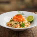 Finished bol de riz au saumon, a delicious dish showcasing salmon and rice.