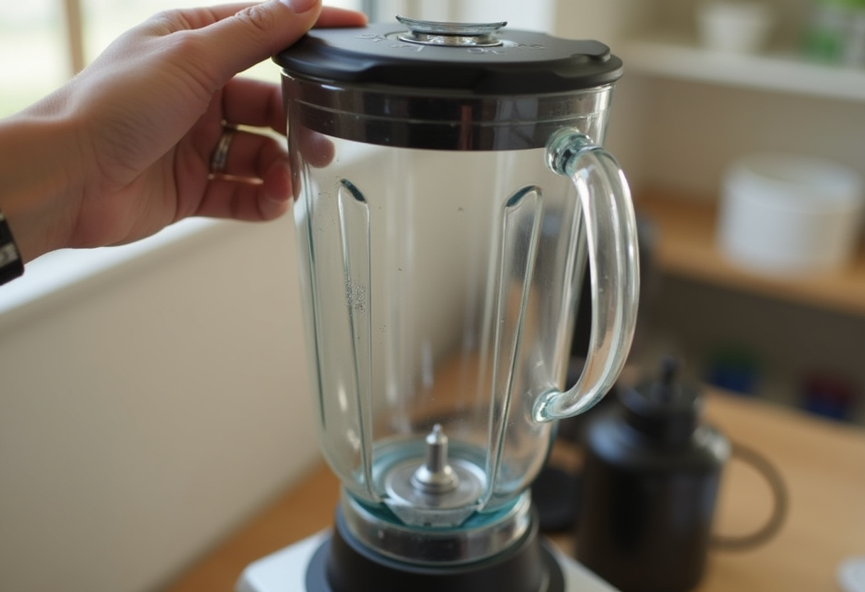 Blending ingredients together for a bol de smoothie équilibré et nutritif.
