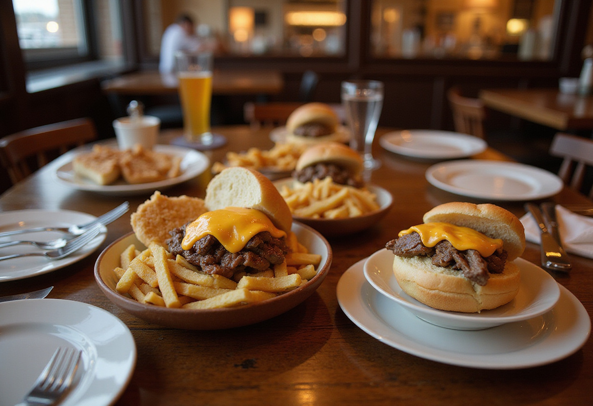 Bols Philly Cheesesteak finis, présentés sur une table magnifiquement dressée pour un dîner rapide et faible en glucides.