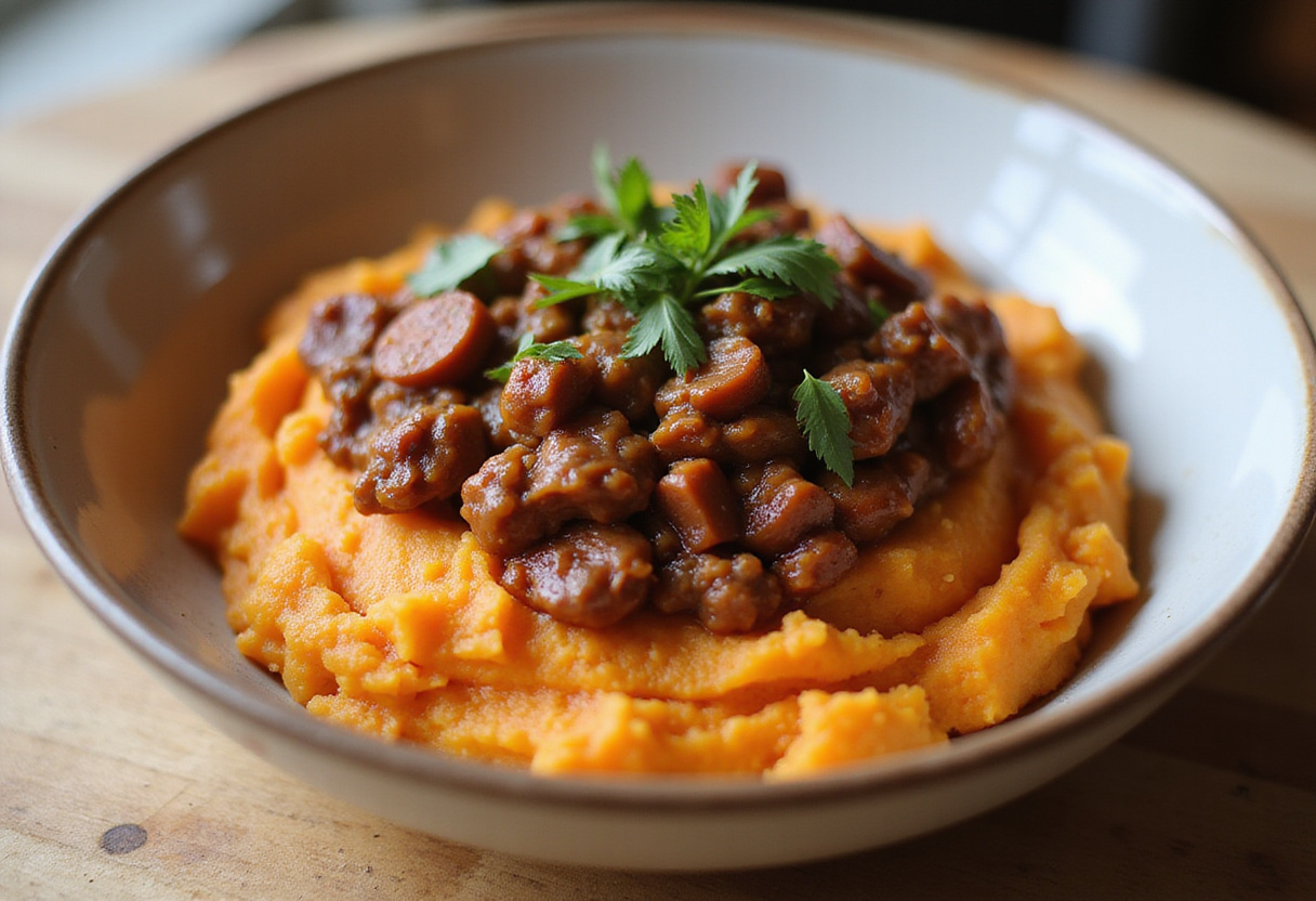 Bols de patates douces Sloppy Joe served in a bowl, a delicious and hearty meal.
