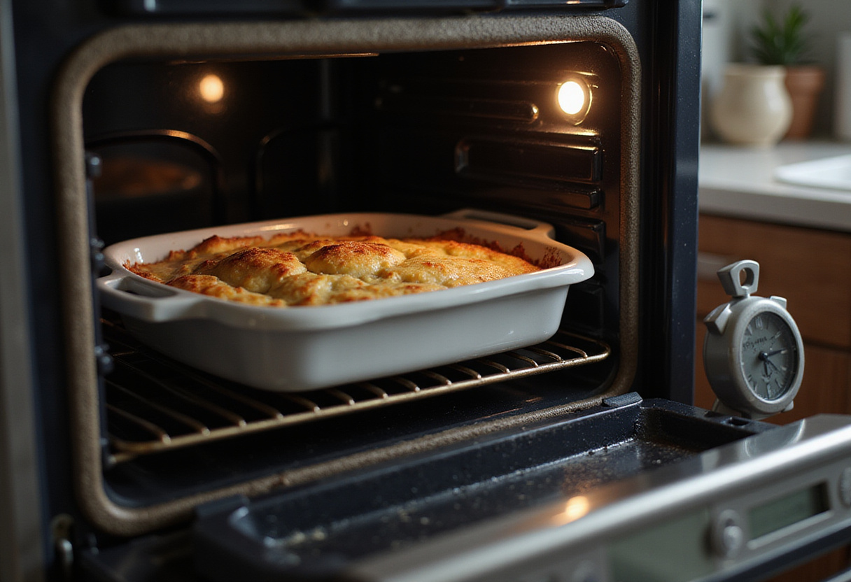 Enchiladas de poulet being placed in the oven for a delicious Mexican meal.