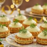 Finished bouchées au goût de cornichons, delectable appetizers perfect for any celebration.