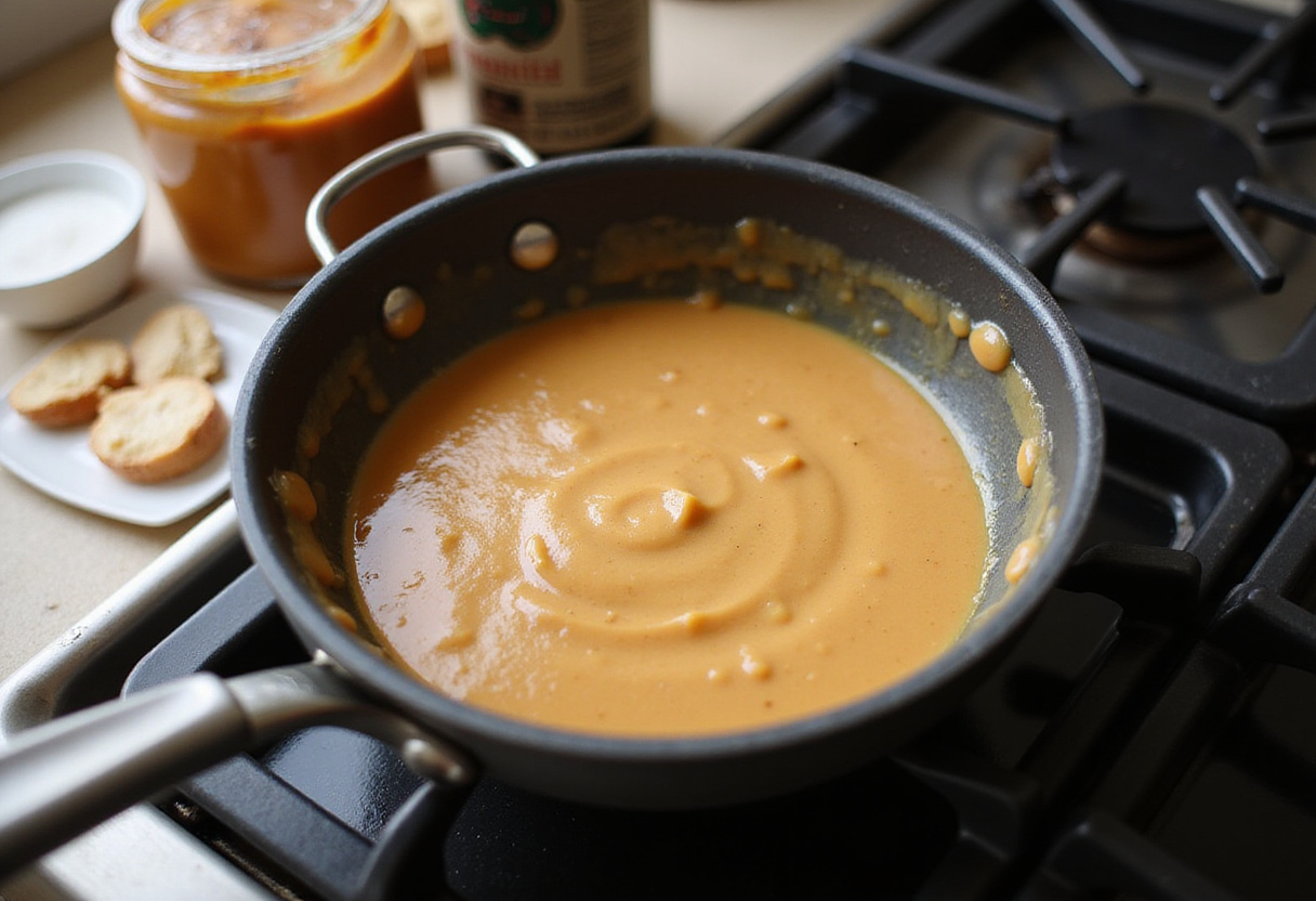 Préparation d'une sauce aux arachides pour un Buddha bowl thaï.