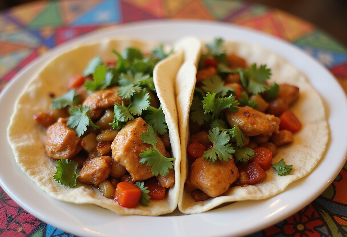 Delicious chicken fajitas ready to be served, featuring vibrant colors and garnishes for a delightful meal.