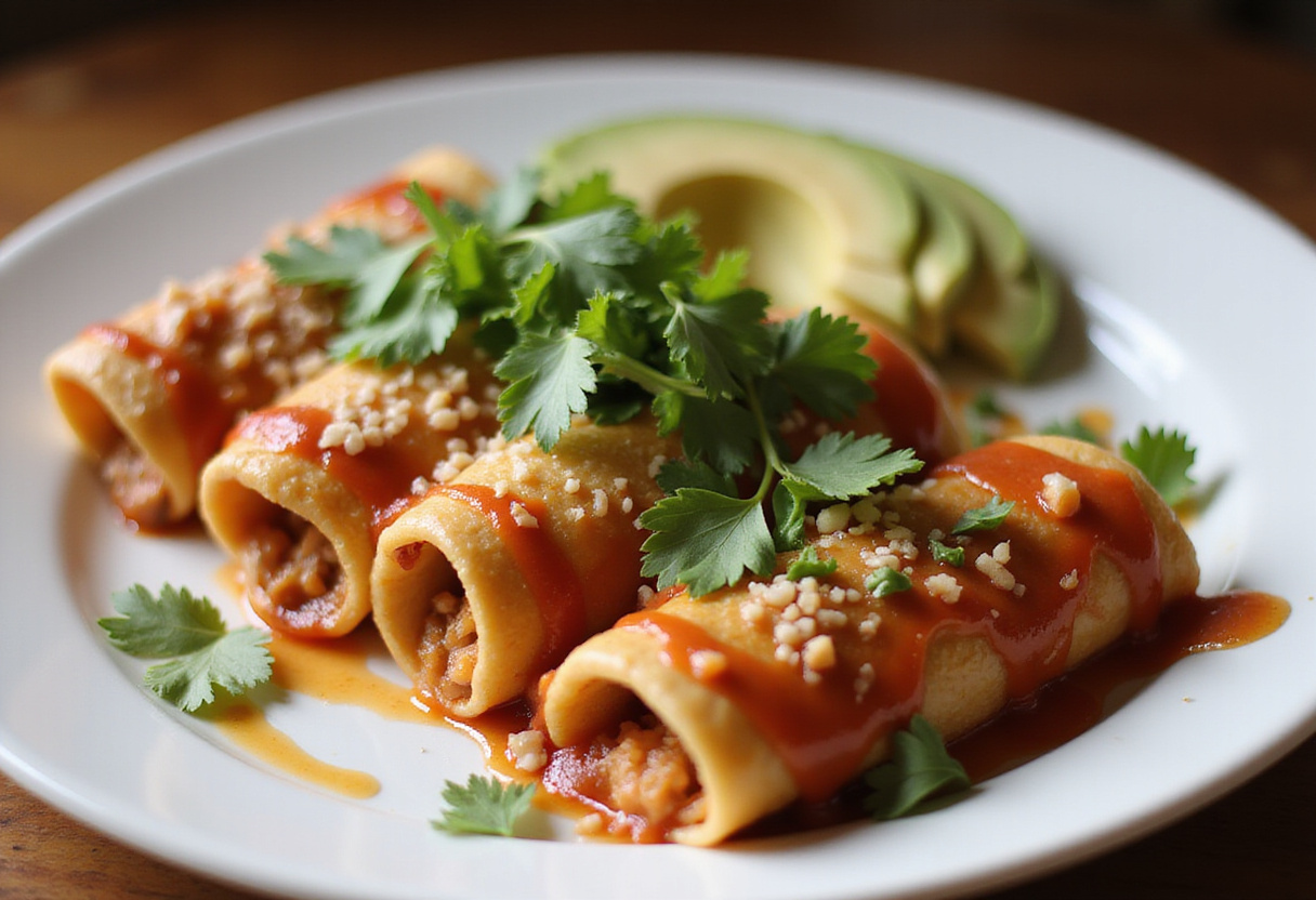 Enchiladas de poulet au fromage cottage finies, idéales pour un plat mexicain faible en glucides.