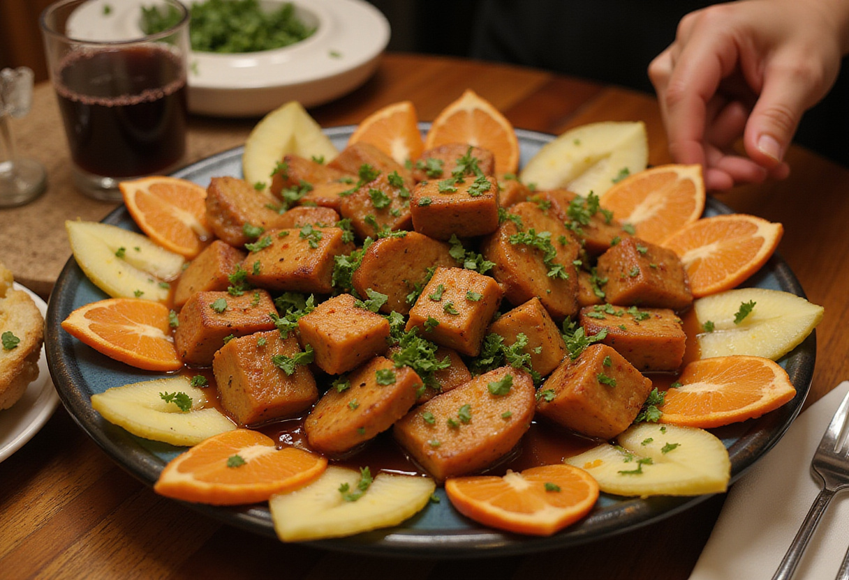 Plat traditionnel Trap de Parents garni d'herbes fraîches pour un repas festif.