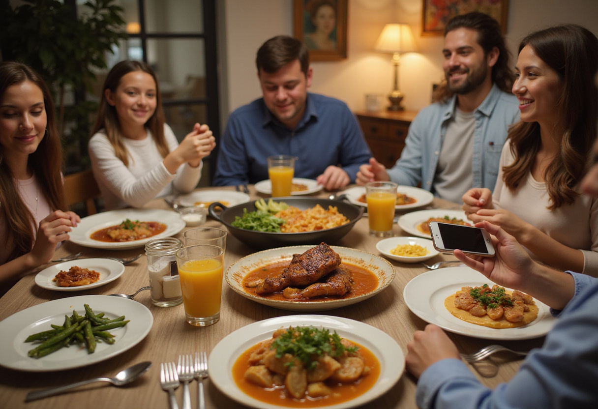 Table de fête culinaire avec le plat traditionnel de Trap de Parents prêt à être servi.