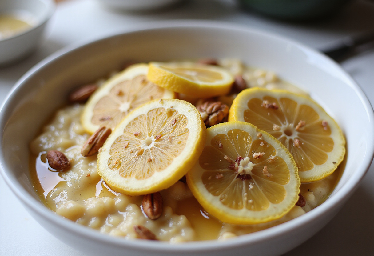 Delicious flocons d'avoine de nuit au citron ready for a nutritious morning meal.
