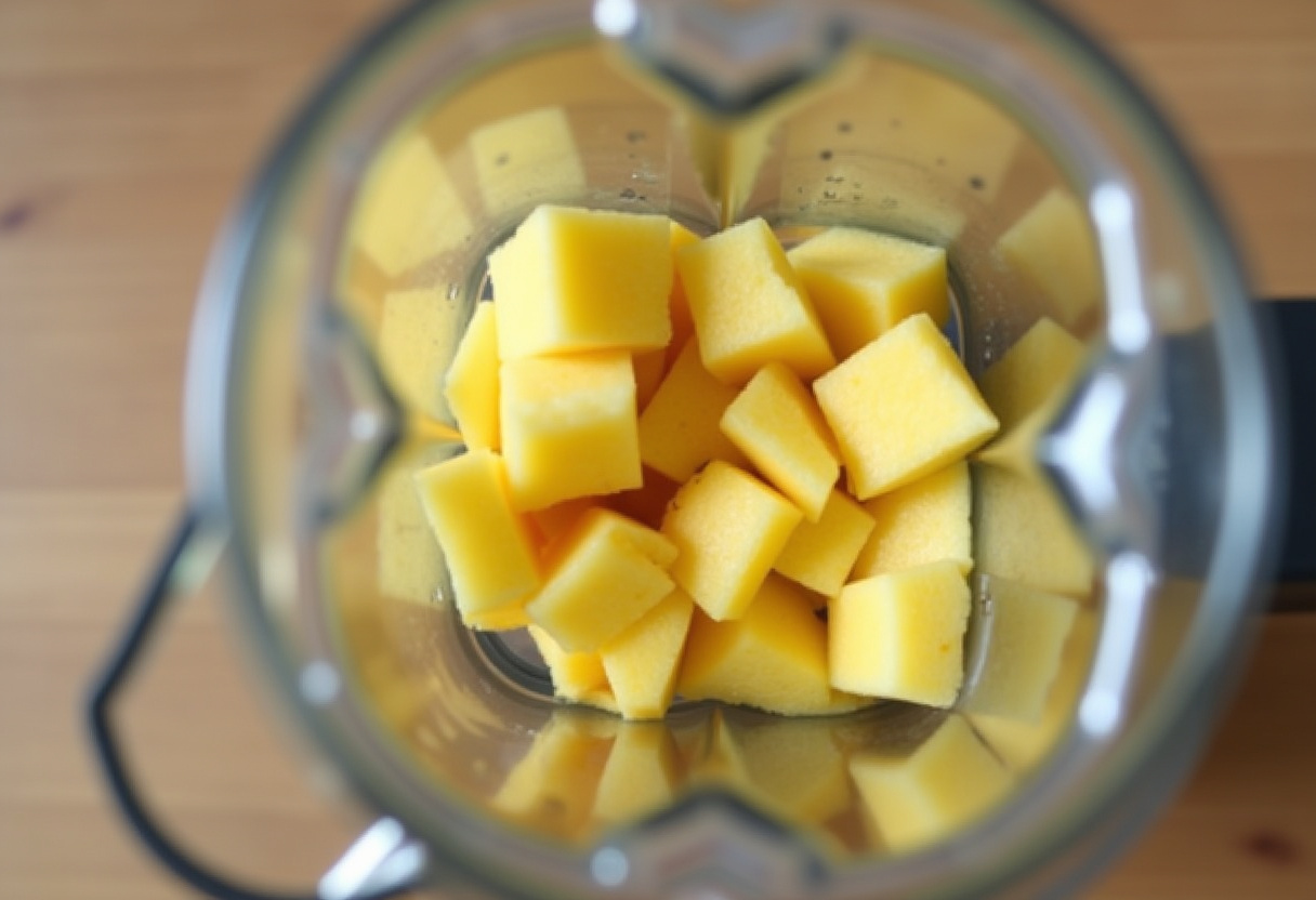 Bananes et ananas écrasé mélangés ensemble pour la préparation du gâteau Colibri.