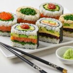 Finished onigirazu sandwiches presented elegantly, ideal for enjoying sushi sandwich delights.